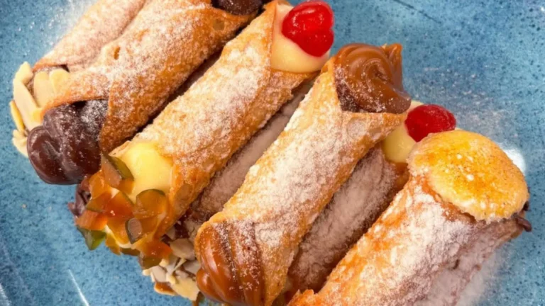 Cannoli com creme brûlée, doce de leite e ricota